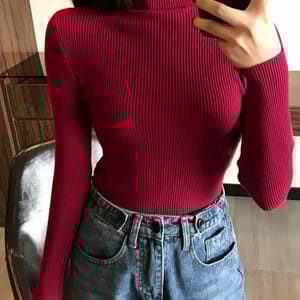 Turtleneck Slim Pullover Sweater for Women