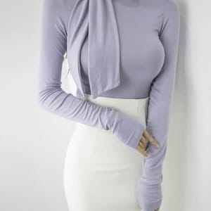 Women's Solid Off-Shoulder Long Sleeve T-Shirt Aossviao - Women's Casual T-Shirt 1