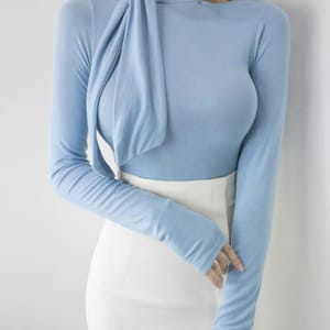 Women's Solid Off-Shoulder Long Sleeve T-Shirt Aossviao - Women's Casual T-Shirt 2