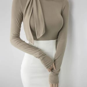 Women's Solid Off-Shoulder Long Sleeve T-Shirt Aossviao - Women's Casual T-Shirt 3