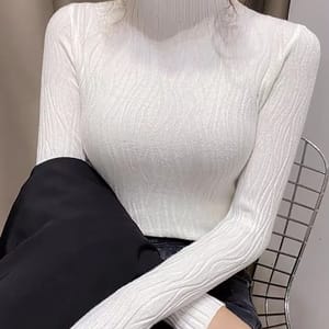 Chic Solid Knitted Turtleneck Pullover for Casual Elegance
