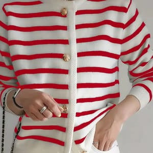 Striped Button-Front Cardigan Sweater for Cozy Fall Fashion