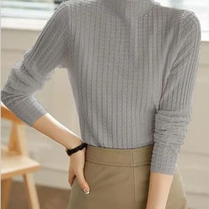 Plaid Turtleneck Sweater for Autumn and Winter Casual Style Aossviao - Women's Sweaters 3