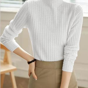 Plaid Turtleneck Sweater for Autumn and Winter Casual Style Aossviao - Women's Sweaters 5