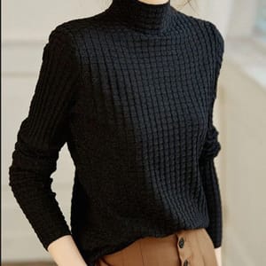 Plaid Turtleneck Sweater for Autumn and Winter Casual Style Aossviao - Women's Sweaters
