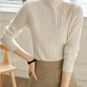 Plaid Turtleneck Sweater for Autumn and Winter Casual Style