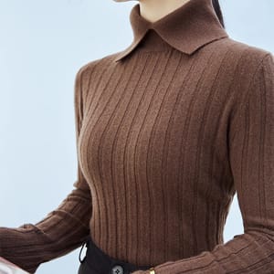 Polo Collar Women's Slim Fit Knitted Sweater for Fall/Winter