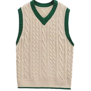 Twist Textured Knitted Sweater Vest with Contrast Colors Bruscrest - Women's Sweaters