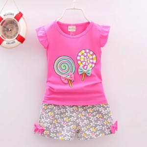 Toddler Girls Summer T-Shirt and Shorts Clothing Set