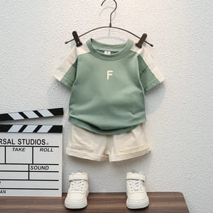 Summer Cotton Letter Print T-Shirt and Shorts Outfit Set