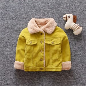 Winter Warm Corduroy Jacket for Kids with Turn-Down Collar