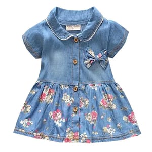 Summer Floral Cotton Dress for Kids with Bow Decoration Byaxbxya - Kids's Clothes & Dresses
