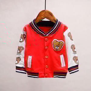 Cartoon Cotton Kids Jacket with V-Neck and Full Sleeves