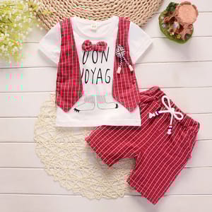 Casual Plaid T-Shirt and Shorts Set for Toddlers
