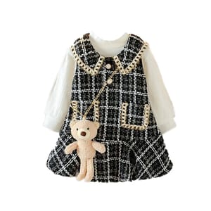 Charming Princess Plaid Dress with Bowtie for Girls