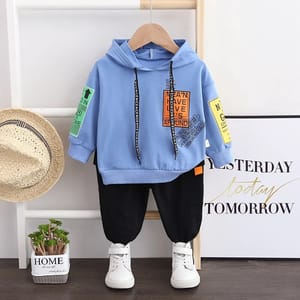 Toddler Hooded Sweatshirt and Pants Set with Letter Print