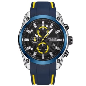 Durable Men's Chronograph Quartz Watch with Silicone Strap