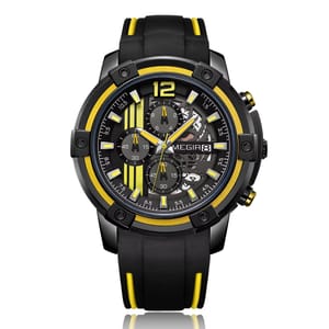 Chronograph Sports Watch with Silicone Band & Waterproof Design