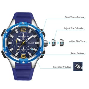 Silicone Strap Chronograph Watch with Luminous Hands & Calendar Megir - Men's Dress Watches 3