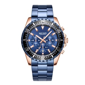 Luxury Quartz Sports Chronograph Watch with Stainless Steel Bracelet