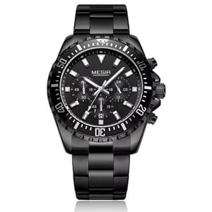 Luxury Quartz Sports Chronograph Watch with Stainless Steel Bracelet