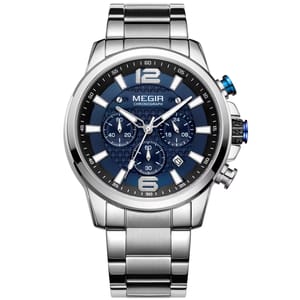 Luxury Men's Chronograph Quartz Watch with Stainless Steel Bracelet