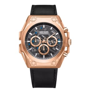Men's Waterproof Military Sports Chronograph Leather Strap Watch