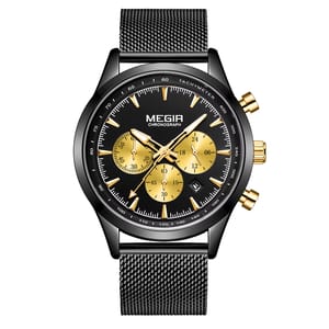 Men's Waterproof Chronograph Sports Watch with Stainless Steel Band