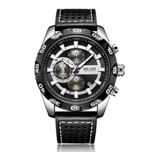 Men's Chronograph Waterproof Quartz Sports Wristwatch with Auto Date