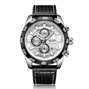 Men's Chronograph Waterproof Quartz Sports Wristwatch with Auto Date