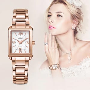 Women's Rectangle Dial Stainless Steel Bracelet Quartz Watch