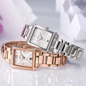 Women's Rectangle Dial Stainless Steel Bracelet Quartz Watch