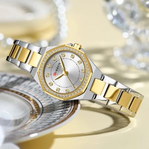 Elegant Women's Waterproof Quartz Watch with Stainless Steel Band