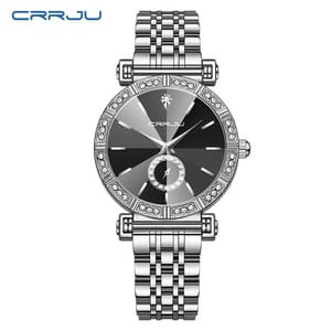 Women's Quartz Bracelet Watch with Rhinestone Detail and Steel Band