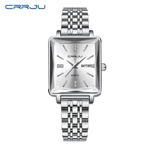 Square Quartz Watch with Stainless Steel Bracelet for Women