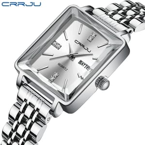 Square Quartz Watch with Stainless Steel Bracelet for Women