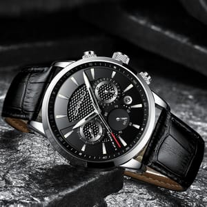 Elegant Business Quartz Watch for Men with Leather Strap