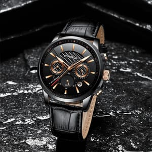 Elegant Business Quartz Watch for Men with Leather Strap