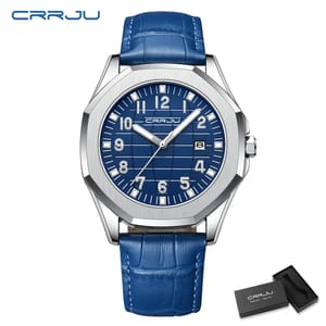 Elegant Men's Quartz Watch with Leather Strap and Calendar