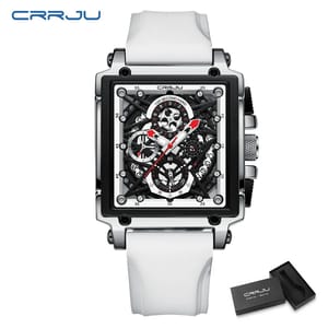 Men's Square Quartz Sports Chronograph Watch with Silicone Strap