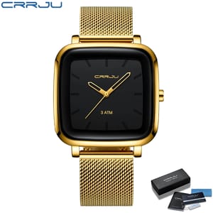 Men's Square Quartz Watch with Slim Mesh Steel Band