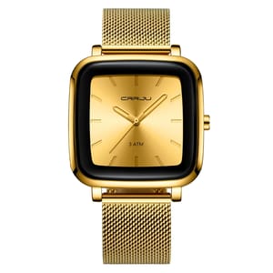 Men's Square Quartz Watch with Slim Mesh Steel Band