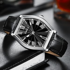 Rectangular Quartz Watch with Luminous Features and Calendar For Men Rectangular Quartz Watch with Luminous Features and Calendar For Men