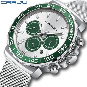 Men's Stainless Steel Chronograph Quartz Watch with Waterproof Design