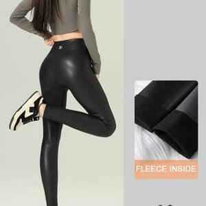 Fall Winter High Waist Faux Leather Fleece Leggings for Women Fall Winter High Waist Faux Leather Fleece Leggings for Women
