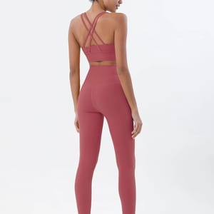 Nylon 2-Piece Sportswear Set - Women's Leggings & Sports Bra