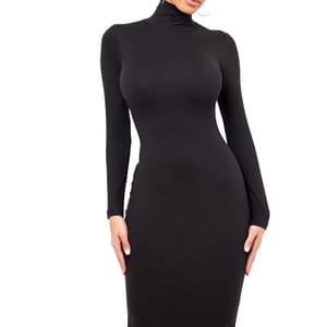 Long-Sleeve Plush Knee-Length Party Dress