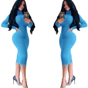Elegant Winter Turtleneck Bodycon Midi Dress Elegant Winter Turtleneck Bodycon Midi Dress