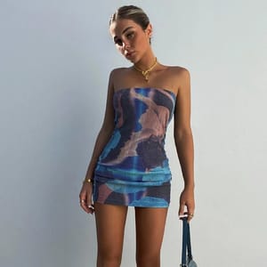 Vibrant Tie Dye Print Women’s Tube Mini Dress for Stylish Parties