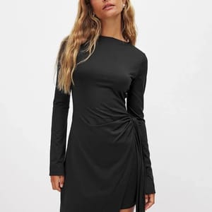 Knee-Length Bodycon Dress for Women with Side Bandage